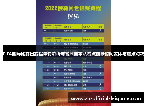 FIFA国际比赛日赛程详情解析与各洲国家队看点前瞻时间安排与焦点对决